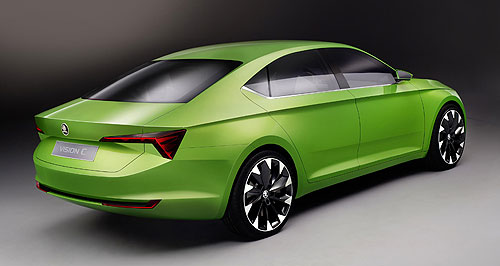 Skoda 2016 VisionC Green menace: The Skoda VisionC concept is built on the VW Group’s MQB platform and is powered by a compressed natural gas 1.4-litre turbo-petrol engine. 