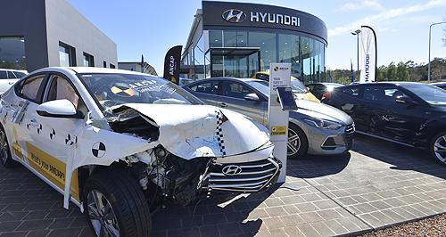 Hyundai displays crashed ANCAP car at dealership